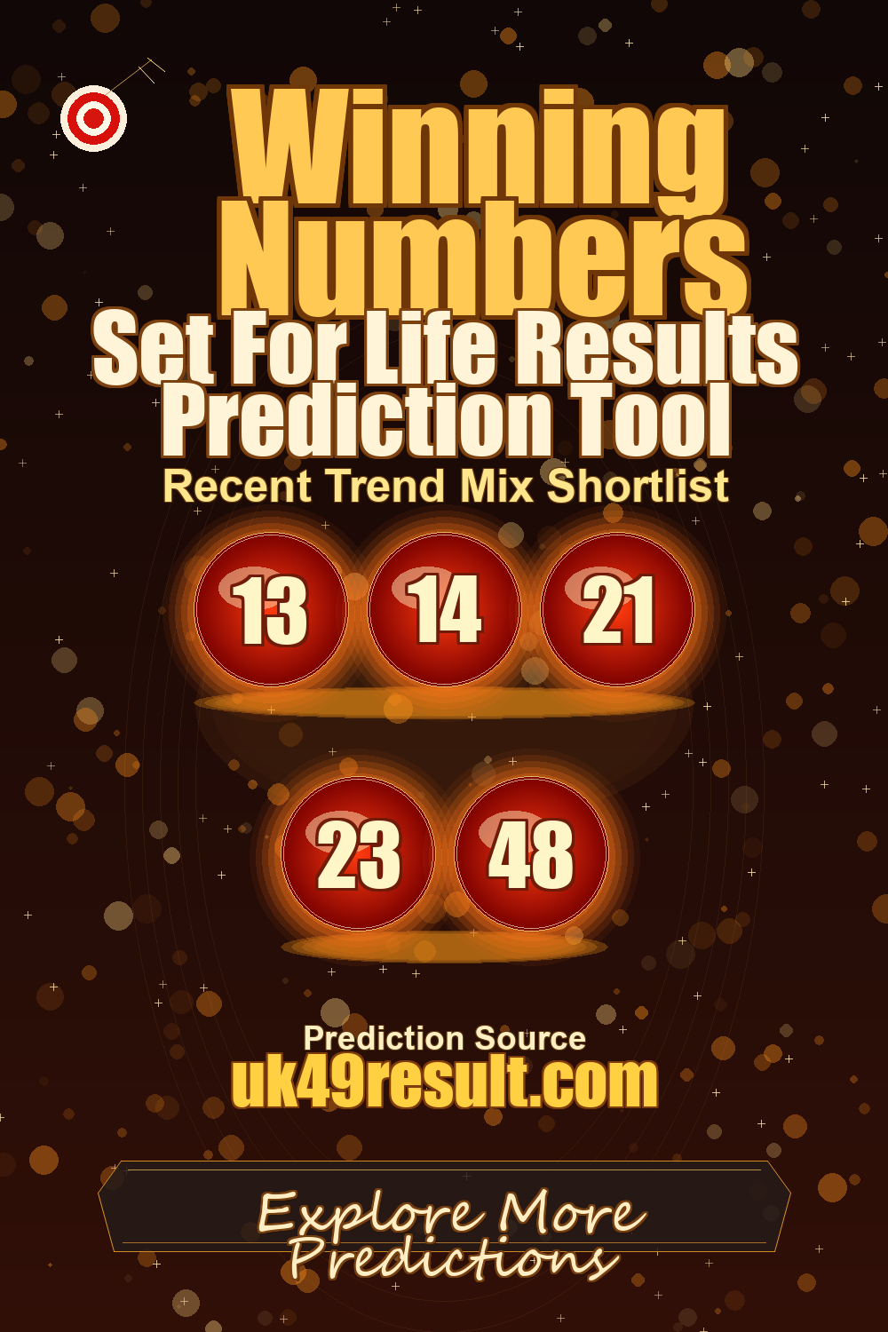 Set For Life Results Prediction Tool image showing 13, 14, 21, 23, 48
