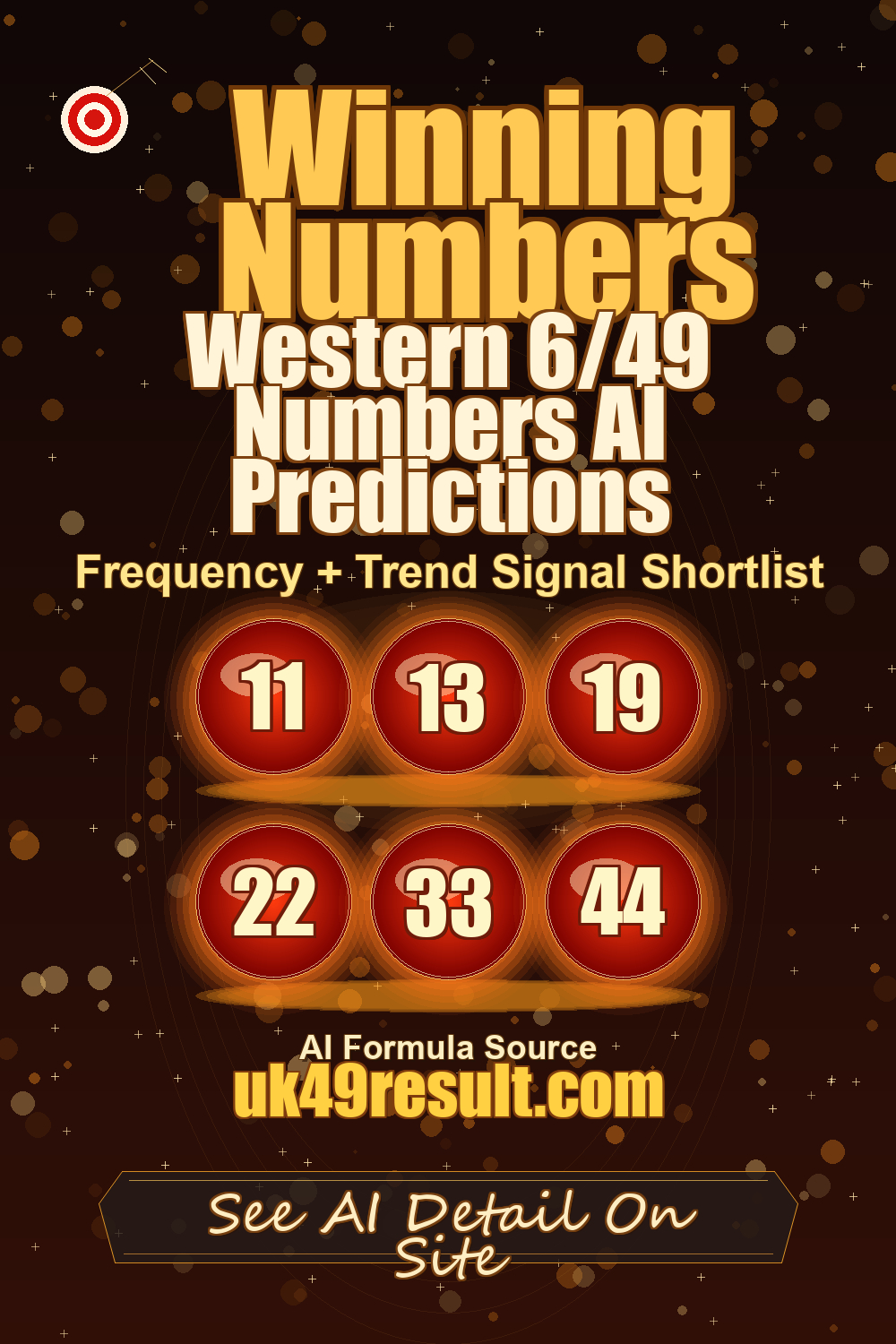 Western 6/49 Numbers AI Predictions image showing 11, 13, 19, 22, 33, 44
