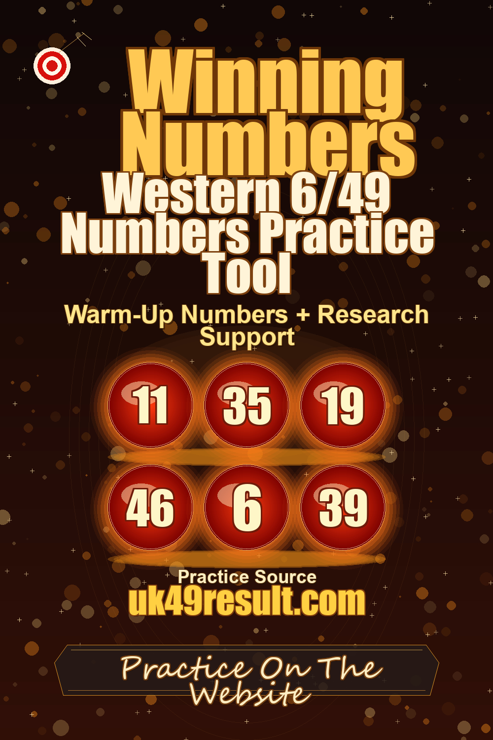 Western 6/49 Numbers Practice Tool image showing 11, 35, 19, 46, 6, 39