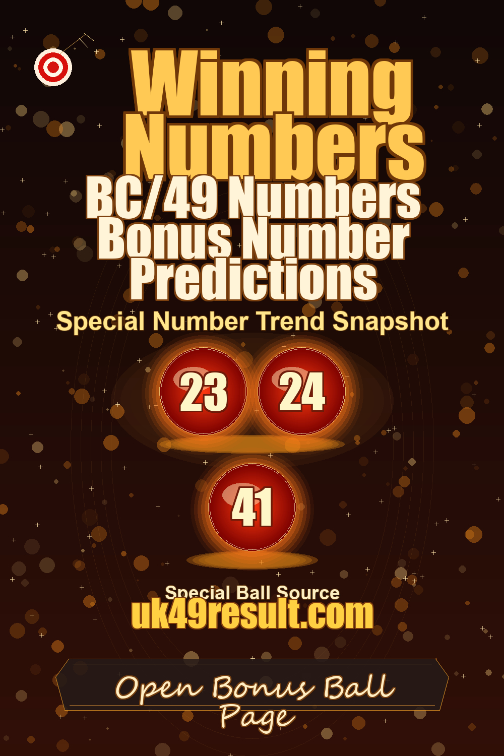BC/49 Numbers Bonus Number Predictions image showing extra ball: 23, 24, 41