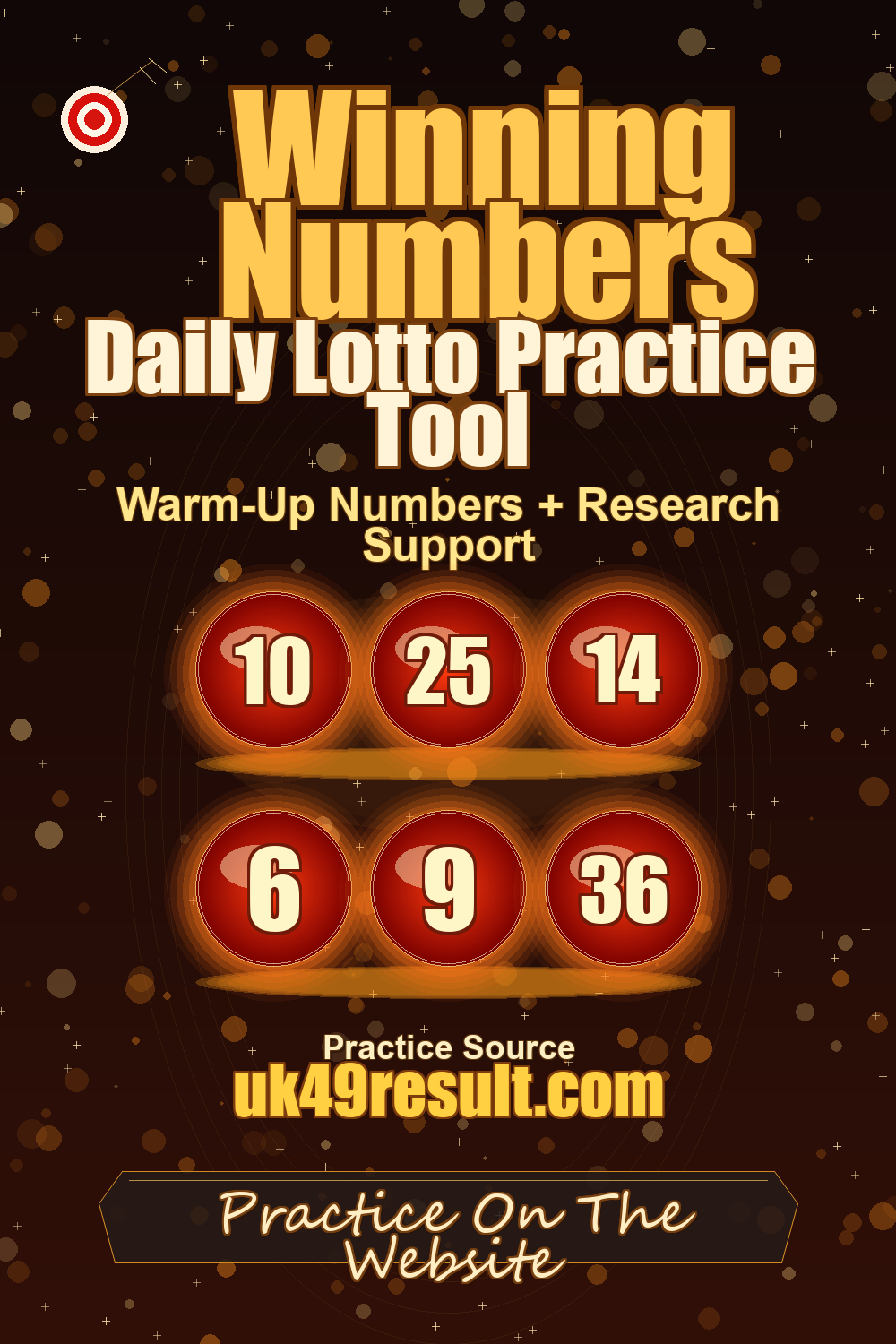 Daily Lotto Practice Tool image showing 10, 25, 14, 6, 9, 36