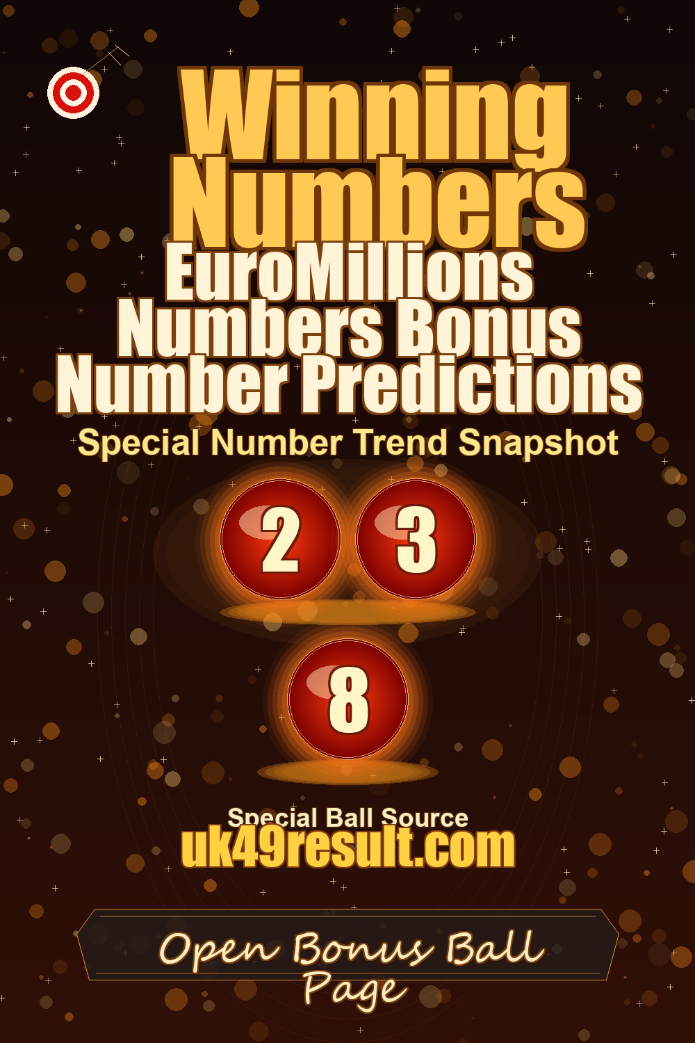 EuroMillions Numbers Bonus Number Predictions image showing lucky stars: 2, 3, 8