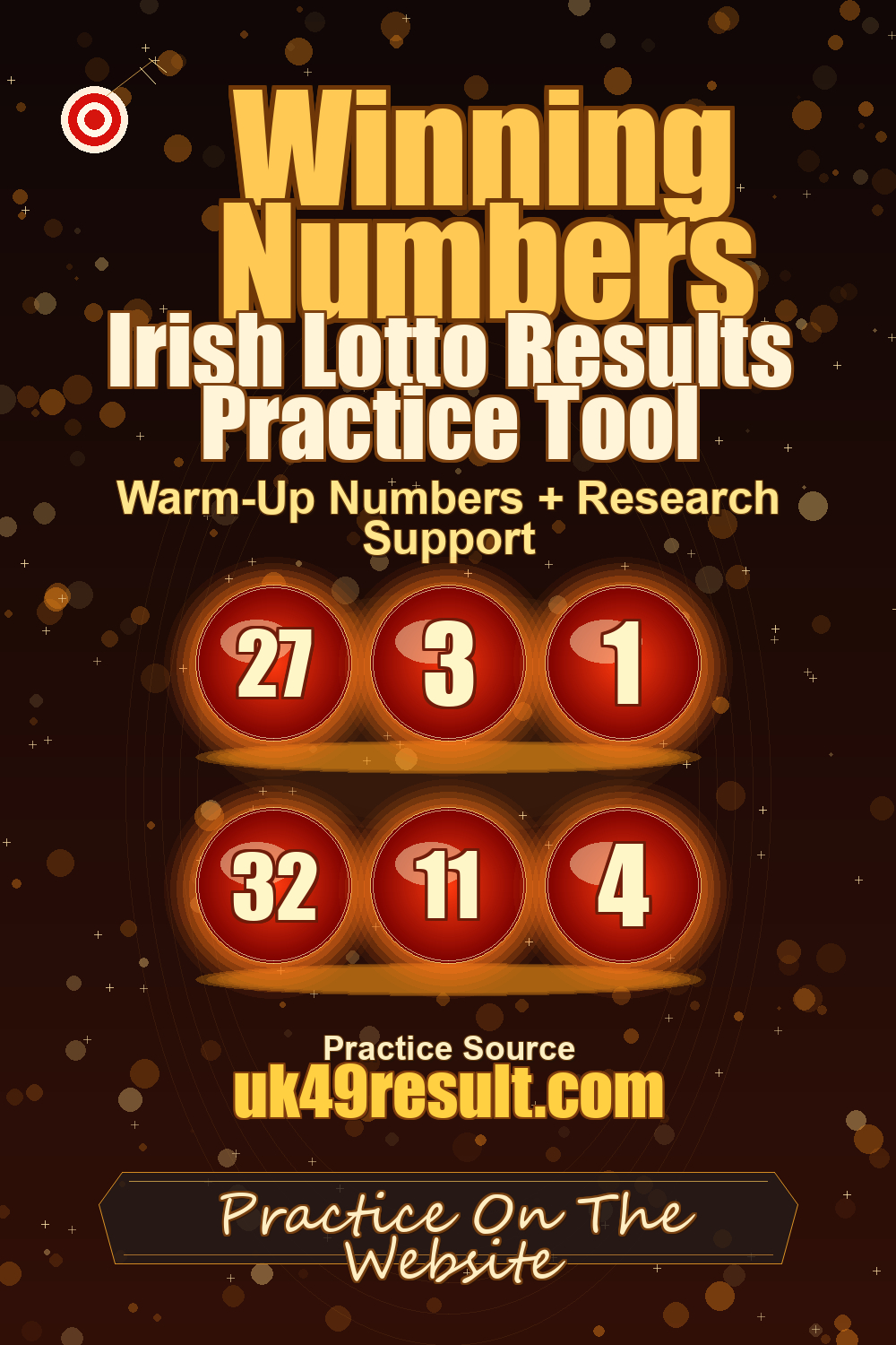 Irish Lotto Results Practice Tool image showing 27, 3, 1, 32, 11, 4