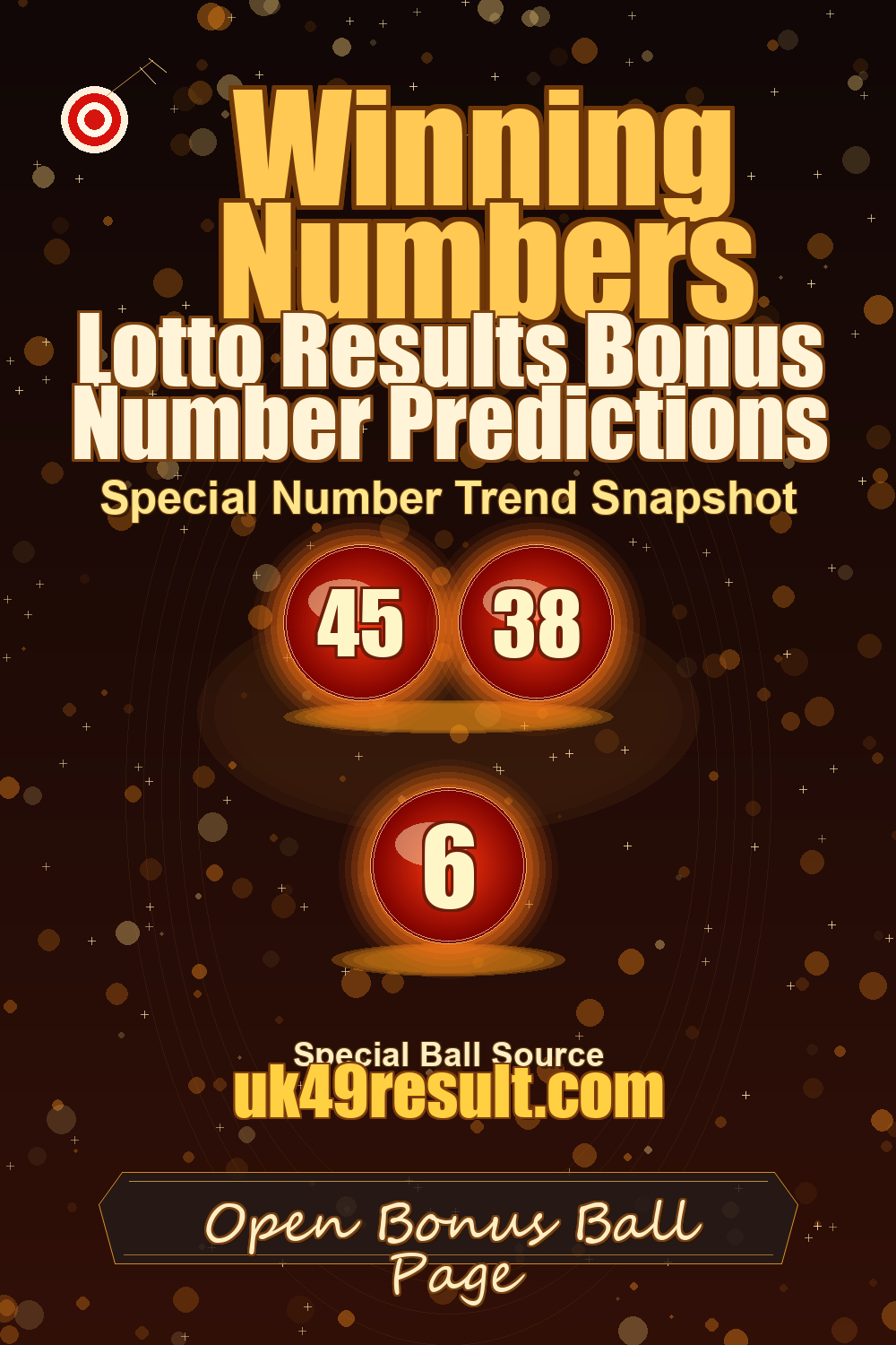 Lotto Results Bonus Number Predictions image showing bonus ball: 45, 38, 6