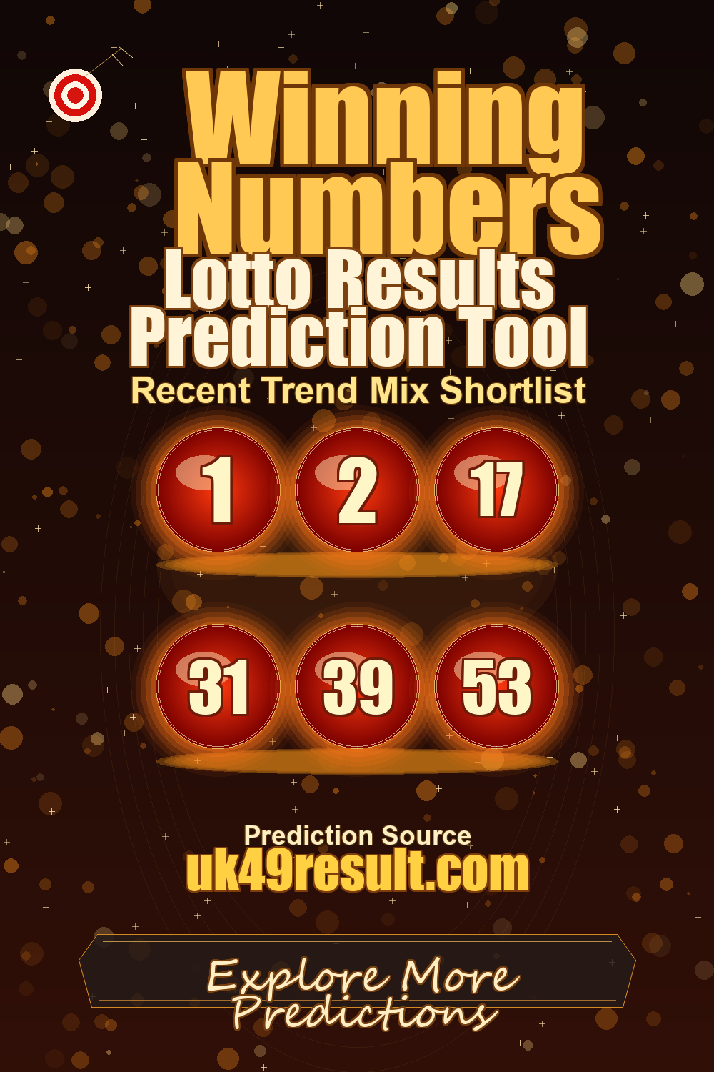Lotto Results Prediction Tool image showing 1, 2, 17, 31, 39, 53