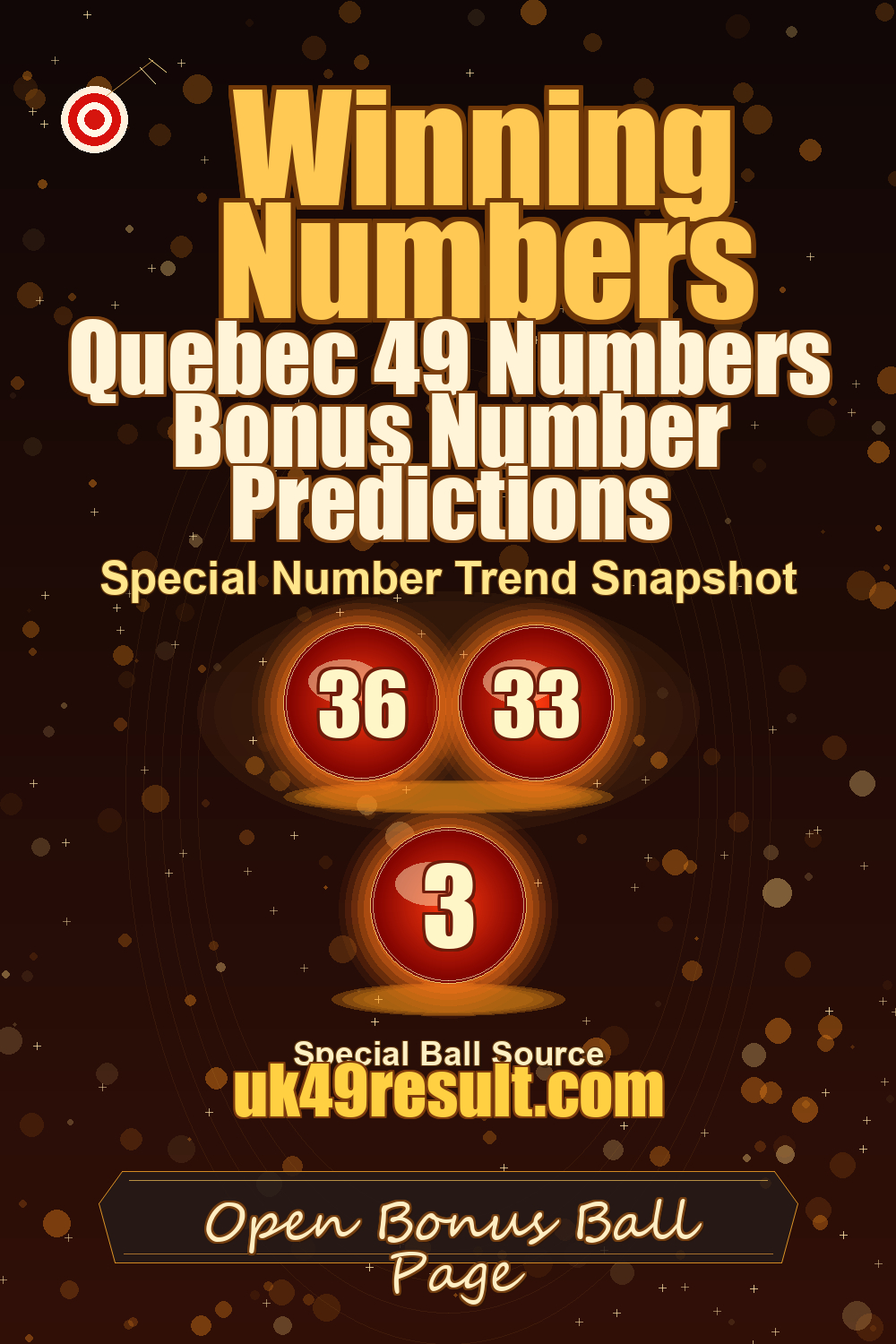 Quebec 49 Numbers Bonus Number Predictions image showing extra ball: 36, 33, 3