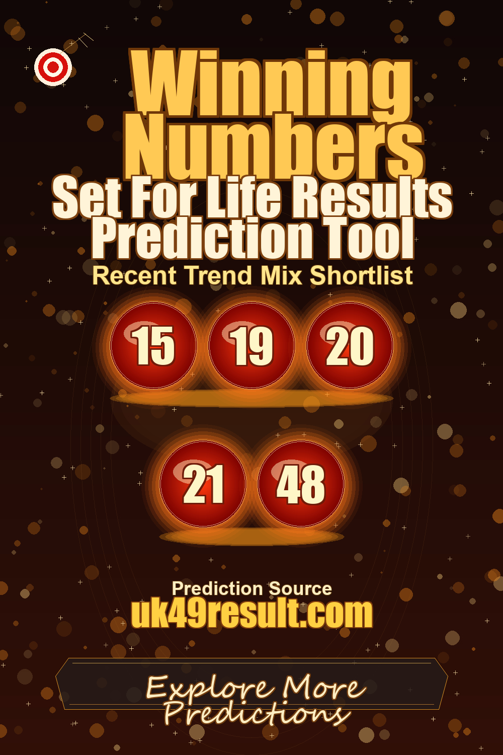 Set For Life Results Prediction Tool image showing 15, 19, 20, 21, 48
