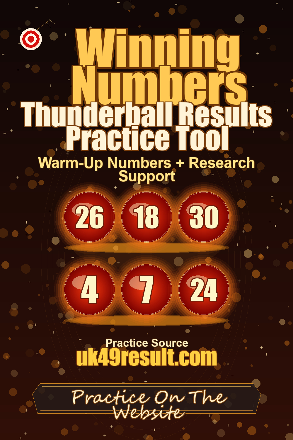 Thunderball Results Practice Tool image showing 26, 18, 30, 4, 7, 24