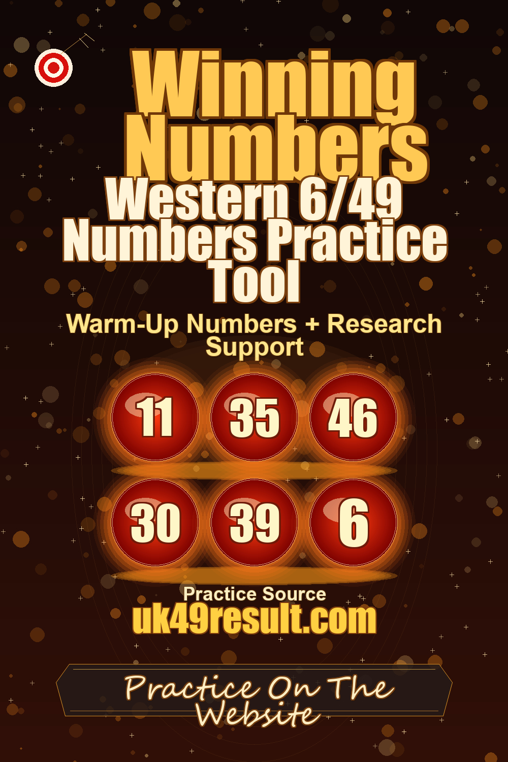Western 6/49 Numbers Practice Tool image showing 11, 35, 46, 30, 39, 6